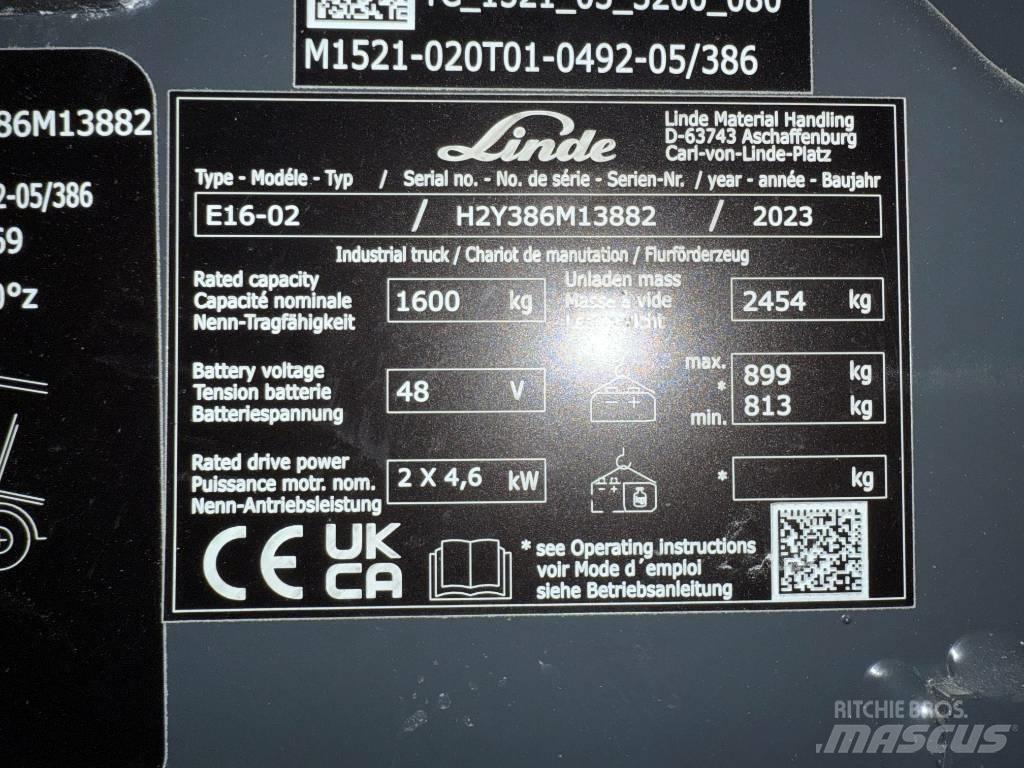 Linde E16/386-02 Elektrikli forkliftler