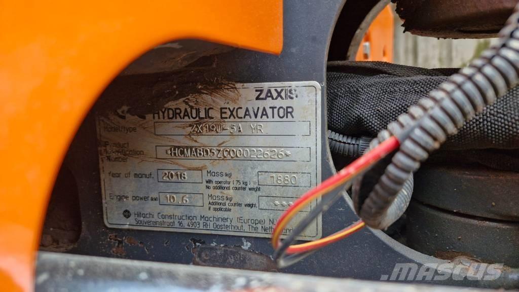 Hitachi ZX 19 U-5 Mini ekskavatörler, 7 tona dek