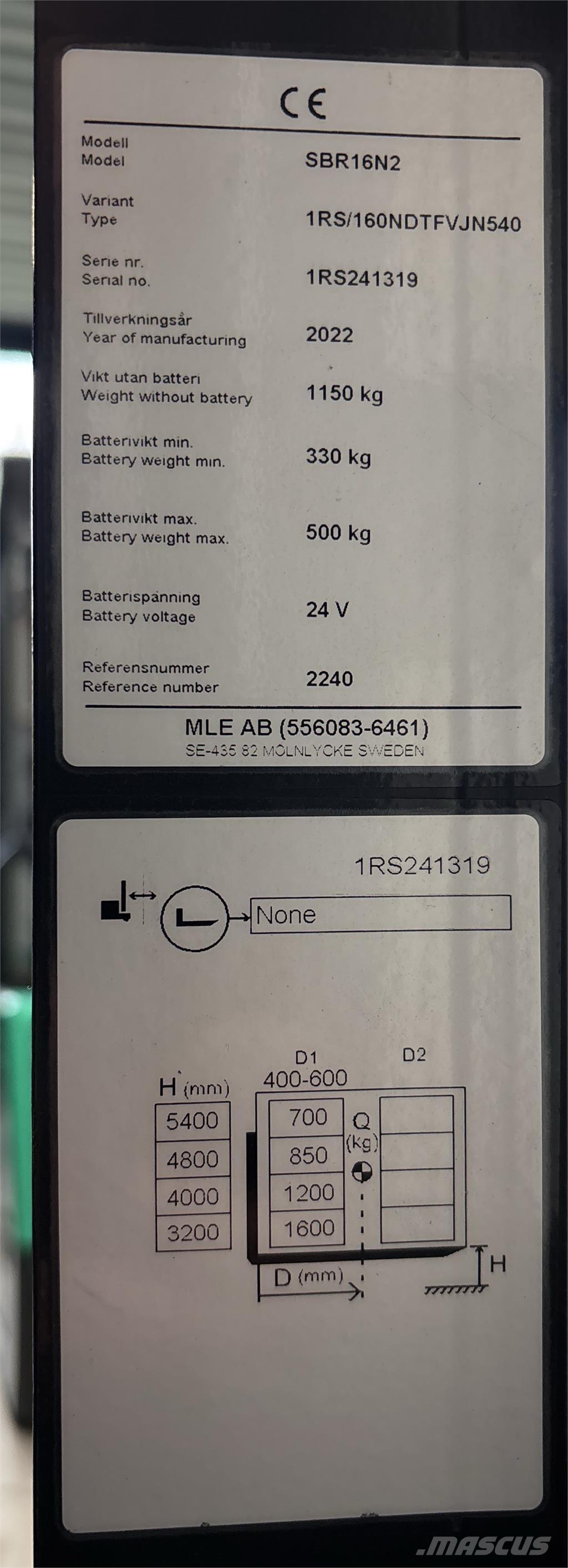Mitsubishi SBR16N2 Akülü depo ekipmanları