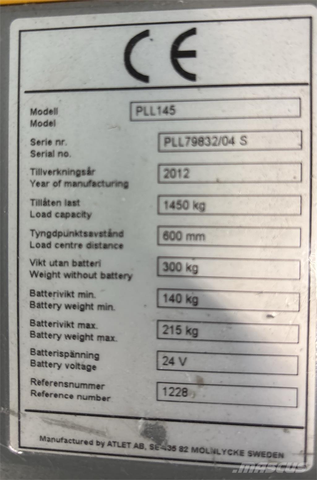 Atlet PLL145 Yaya kumandali istif makinasi