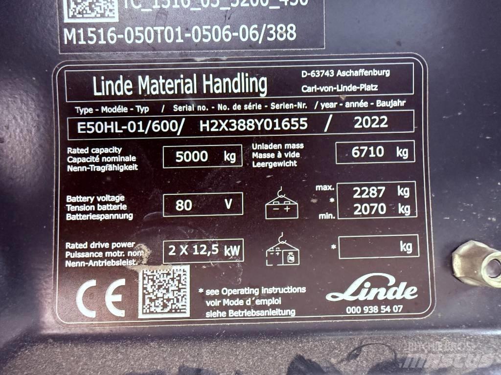 Linde E50/600HL/388 Elektrikli forkliftler