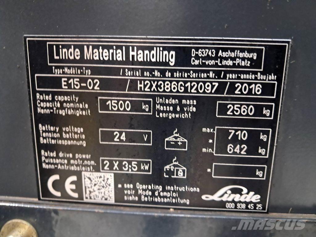 Linde E15-02 Elektrikli forkliftler