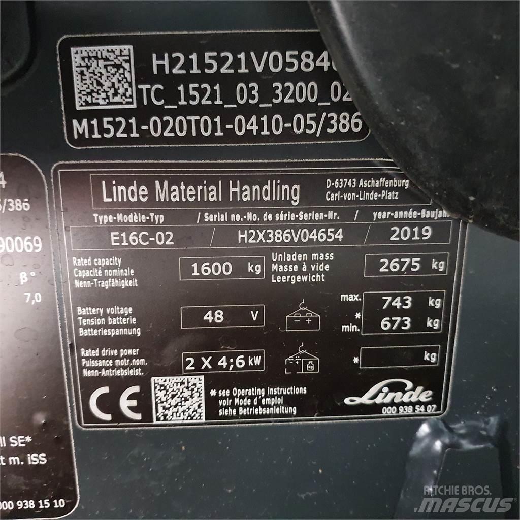 Linde E16C Elektrikli forkliftler