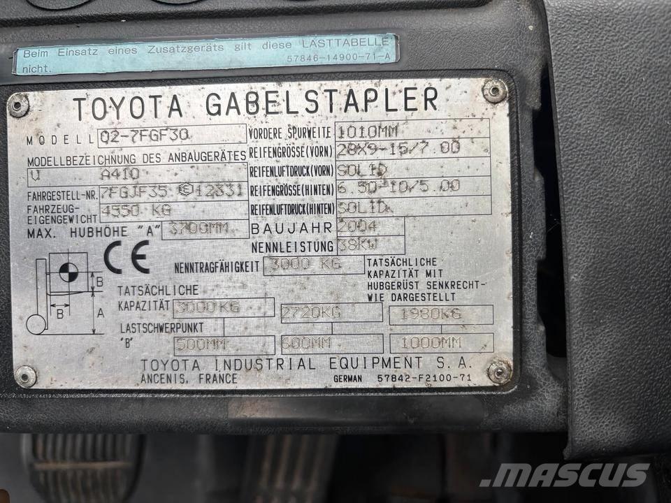 Toyota 7 FGF 30 LPG'li forkliftler