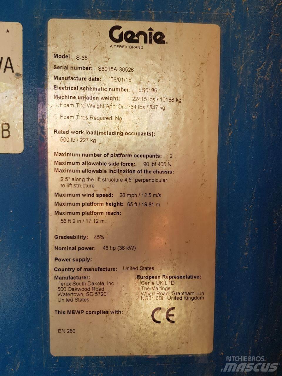 Genie S65 Teleskopik personel platformları