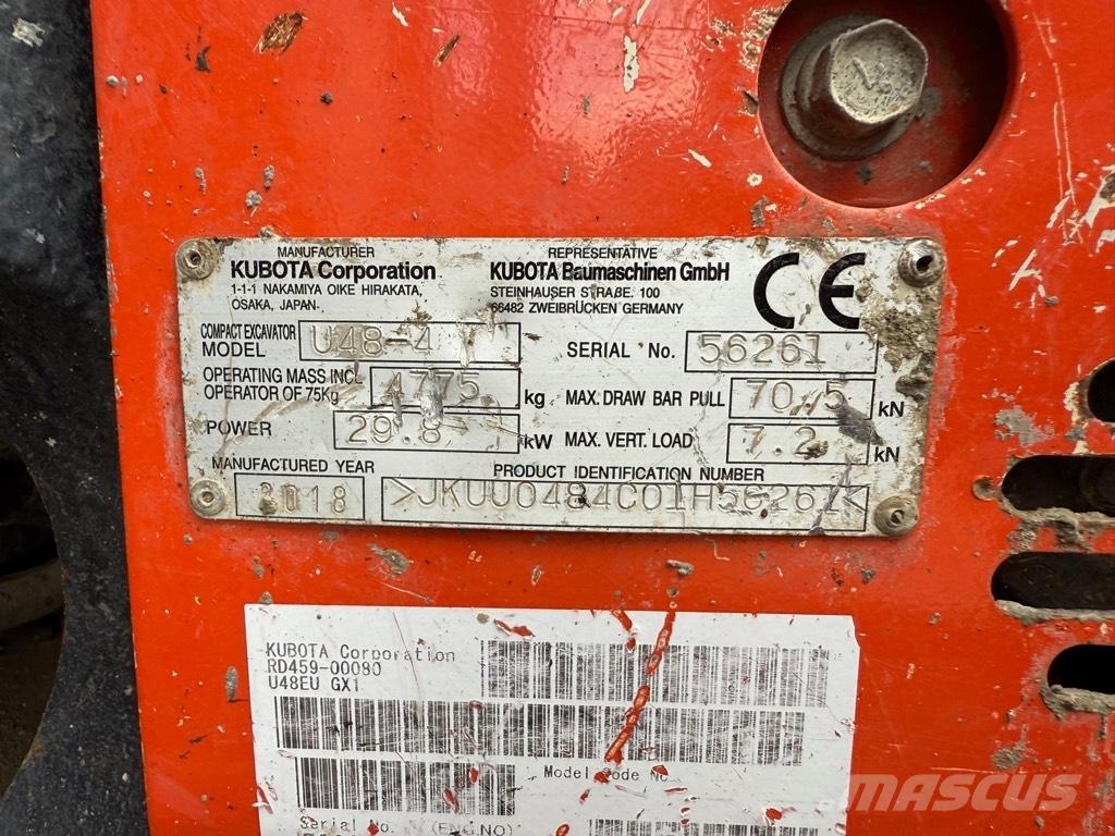 Kubota U 48 Mini ekskavatörler, 7 tona dek