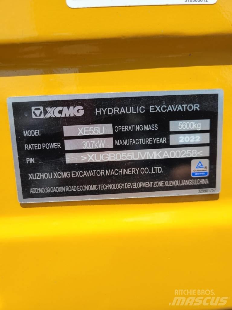 XCMG XE55 U Mini ekskavatörler, 7 tona dek