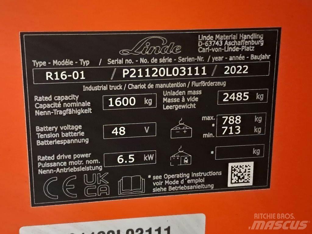 Linde R16-01 Reach truck - depo içi istif araçları