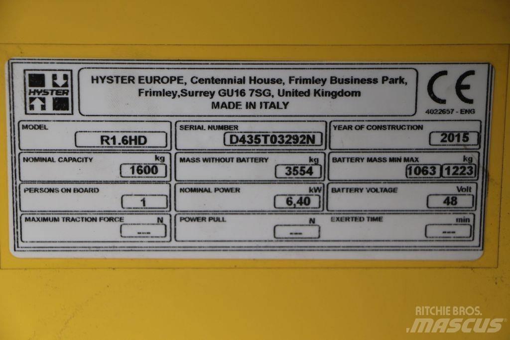 Hyster R 1.6 Elektrikli forkliftler