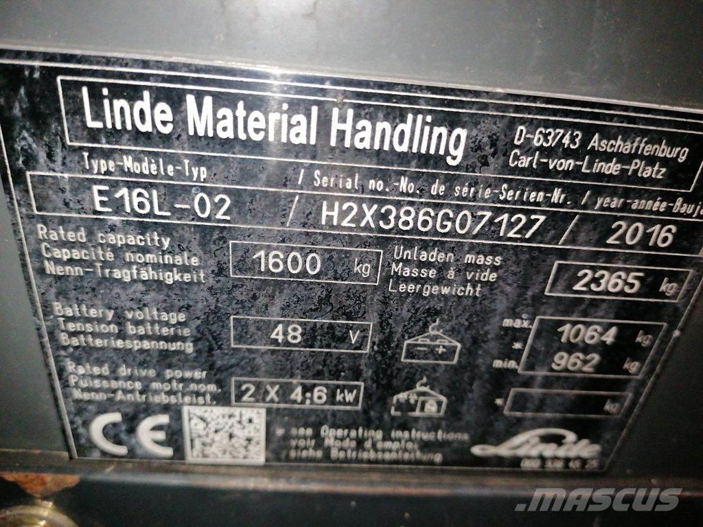 Linde E16L-02 Elektrikli forkliftler