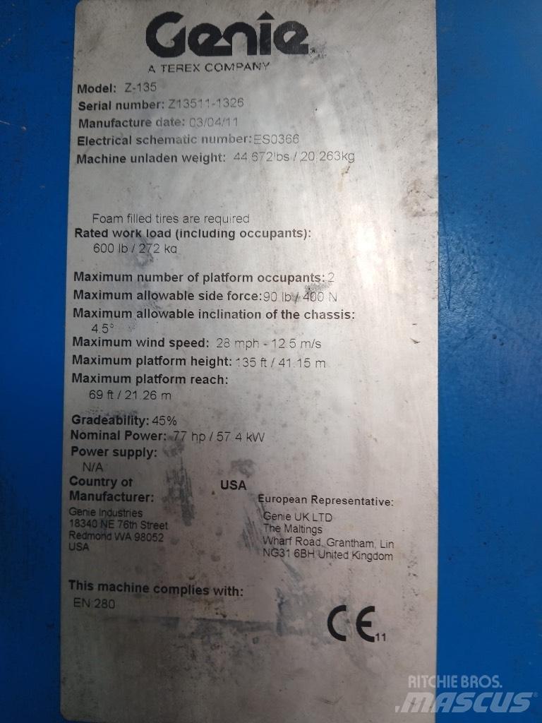 Genie Z 135/70 Körüklü personel platformları