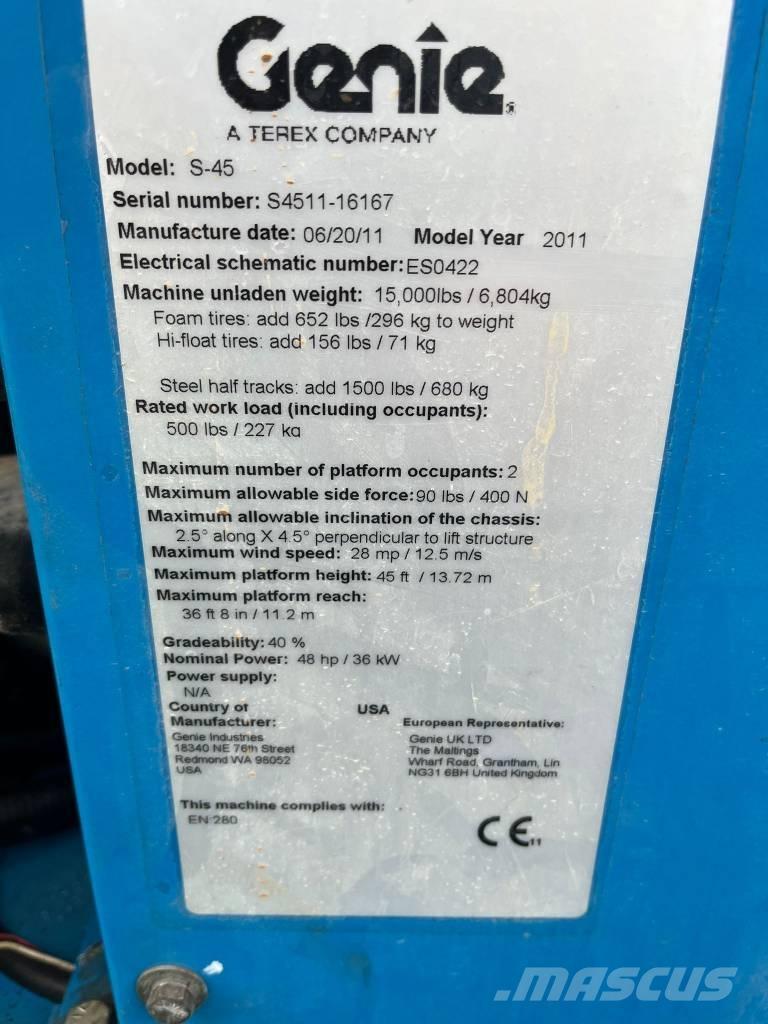 Genie S 45 Teleskopik personel platformları