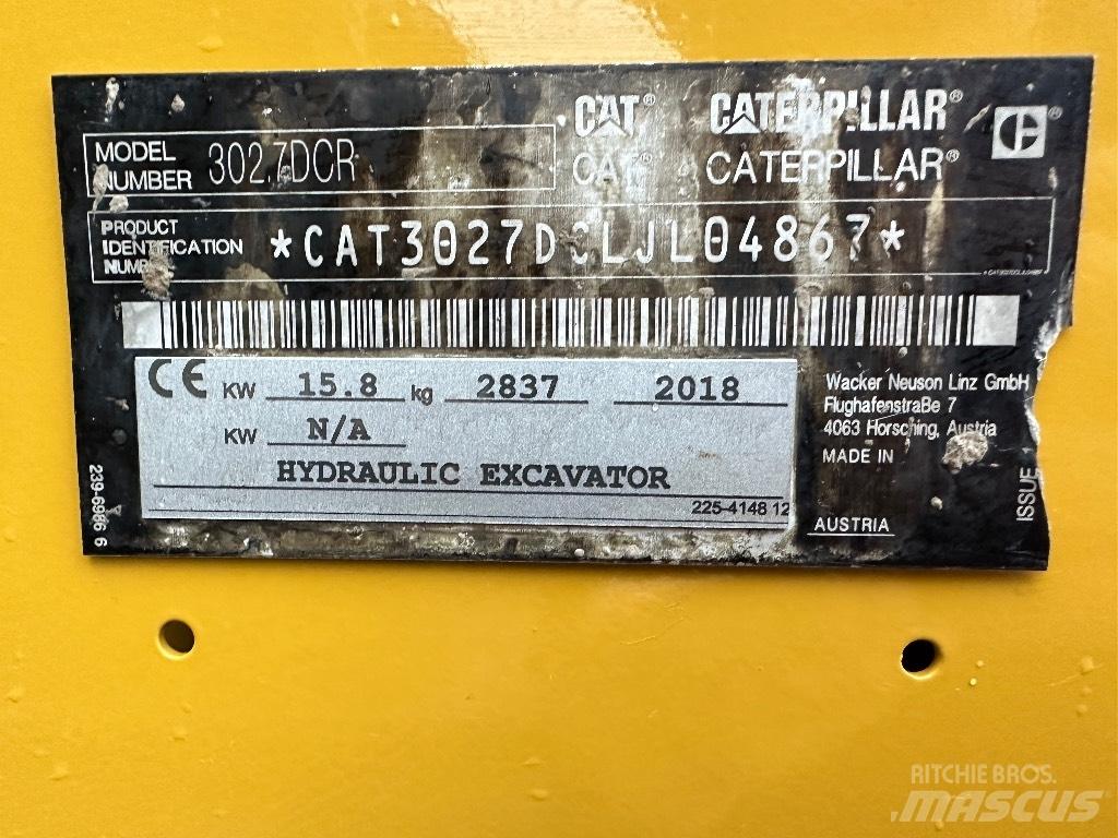 CAT 302.7 D CR Mini ekskavatörler, 7 tona dek