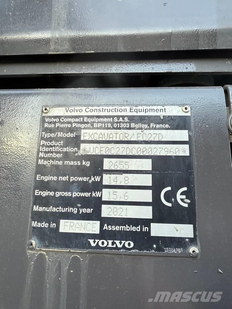 Volvo EC 27 D Mini ekskavatörler, 7 tona dek