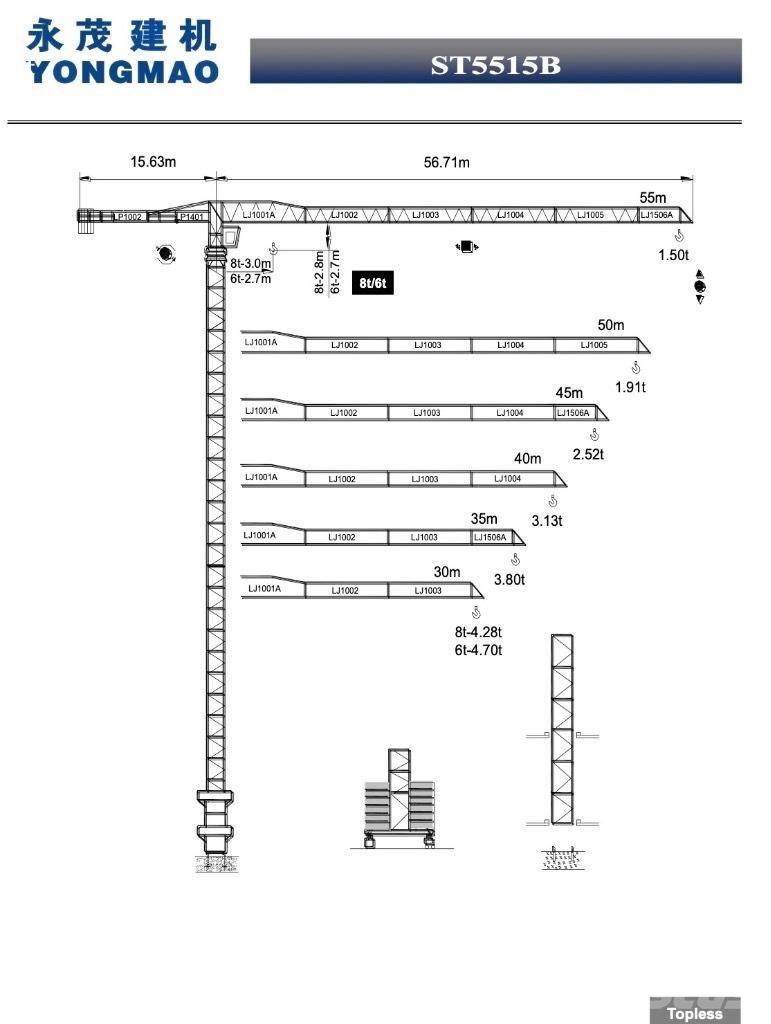 Yongmao ST5515B-6T Kule vinçler