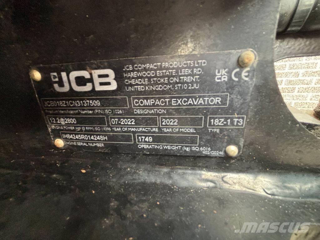JCB 18Z Mini ekskavatörler, 7 tona dek
