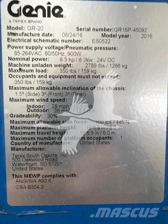 Genie GR20 Personel Platformları ve Cephe Asansörleri