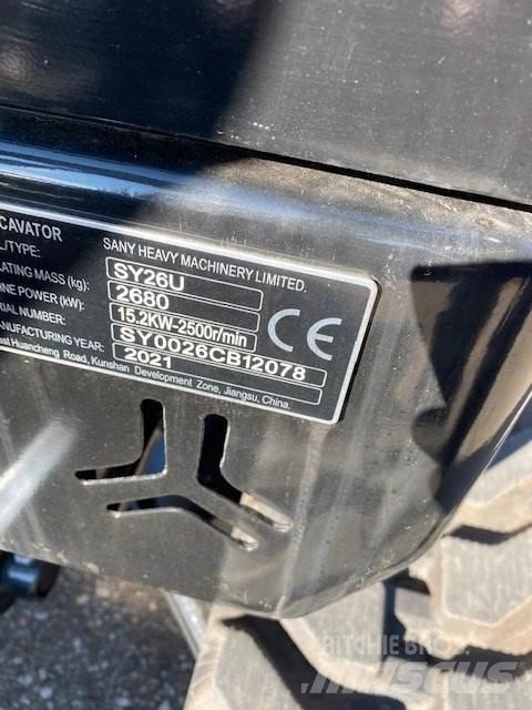 Sany SY26U Mini ekskavatörler, 7 tona dek