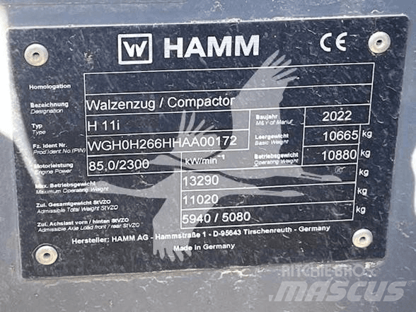 Hamm H11i Tek tamburlu silindirler