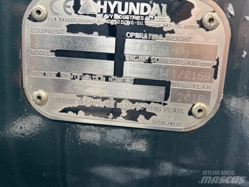 Hyundai HW140 Lastik tekerli ekskavatörler