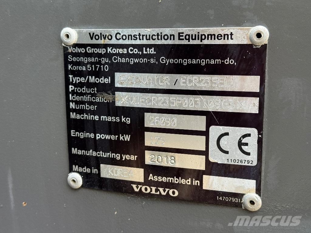Volvo ECR 235 EL Paletli ekskavatörler