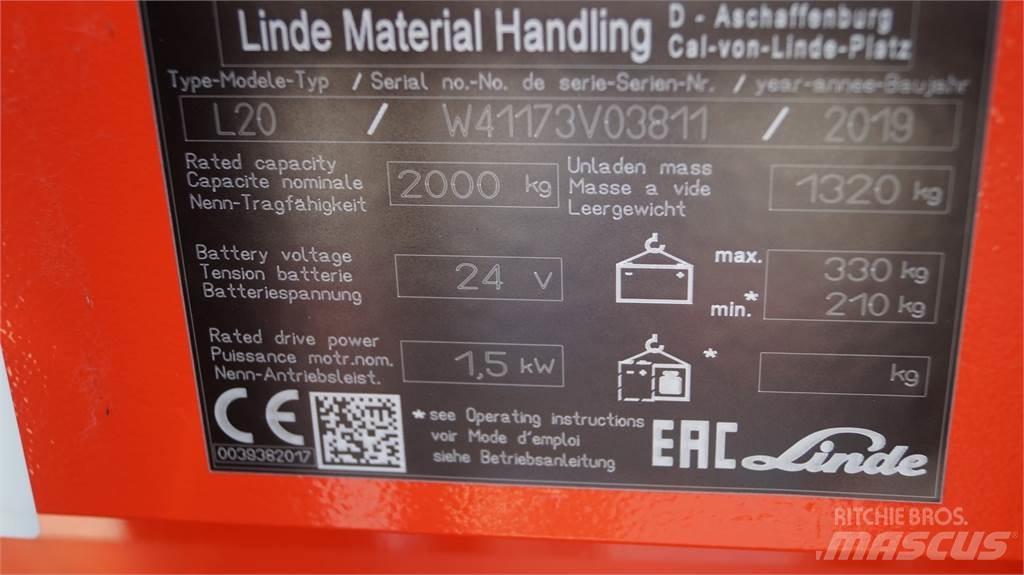 Linde L20i Yaya kumandali istif makinasi