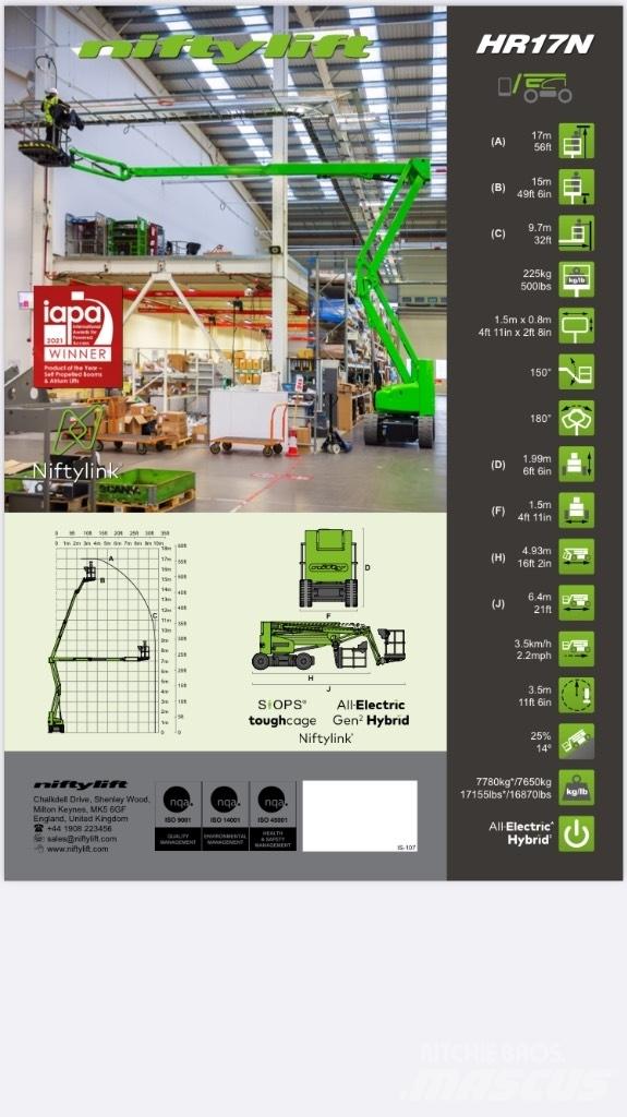 Niftylift HR 17NE Körüklü personel platformları