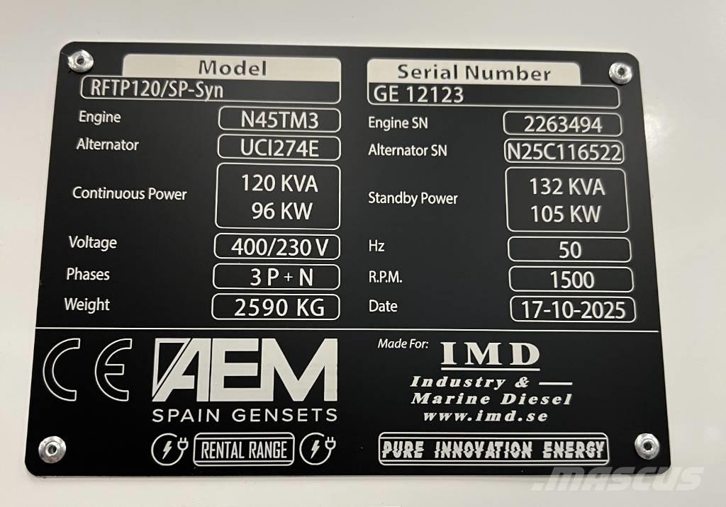  AEM RFTP120/SP-Syn Dizel Jeneratörler