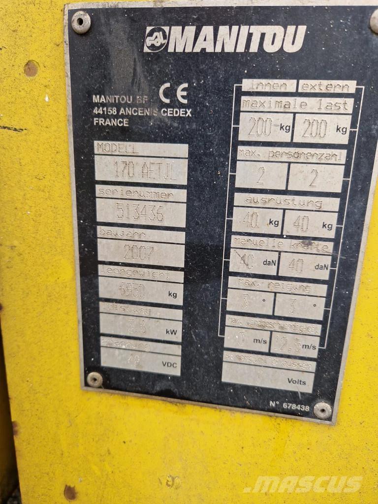 Manitou 170 AETJL Körüklü personel platformları