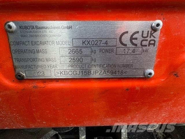Kubota KX 027-4 Mini ekskavatörler, 7 tona dek