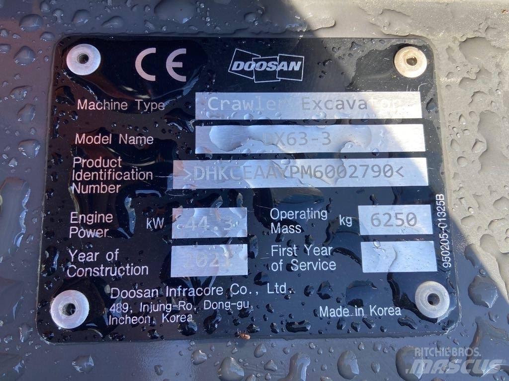 Doosan DX63-3 Paletli ekskavatörler