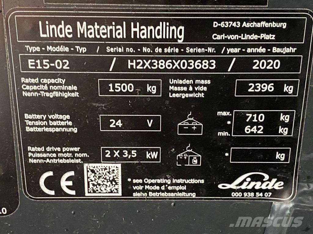 Linde E15-02 Elektrikli forkliftler