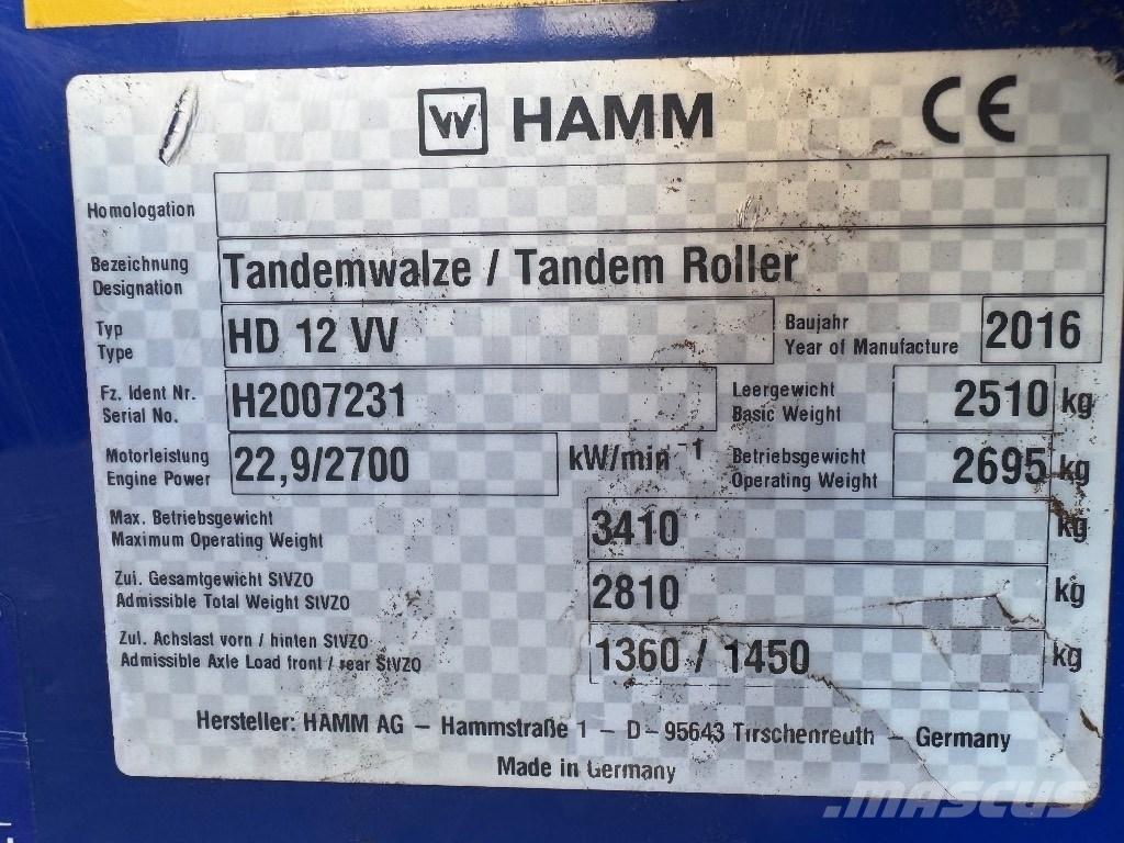 Hamm HD 12 VV Çift tamburlu silindirler