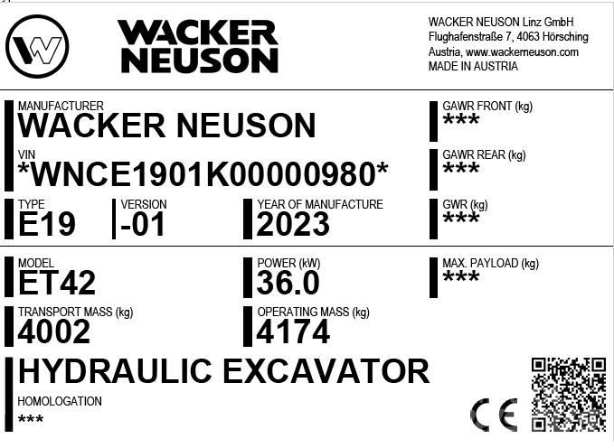Wacker Neuson ET42 Paletli ekskavatörler