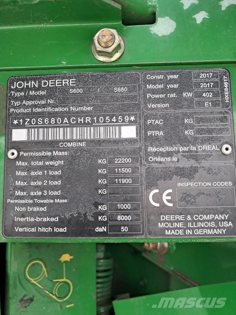 John Deere S 680 i Biçerdöverler