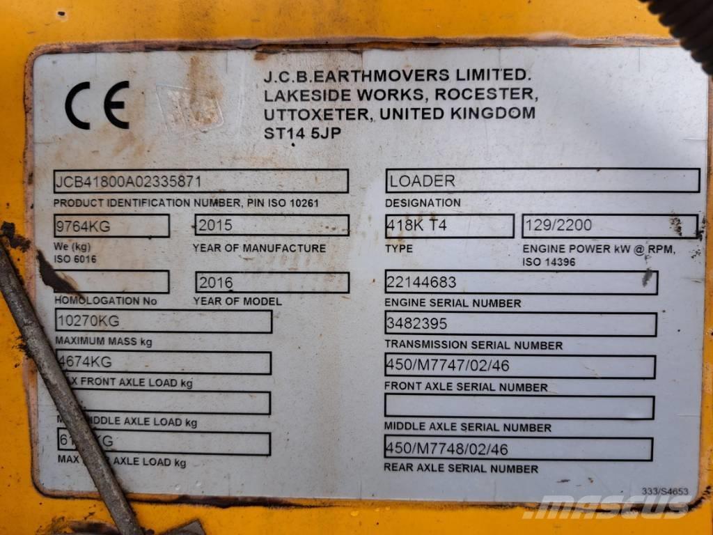 JCB 418 K Tekerlekli yükleyiciler