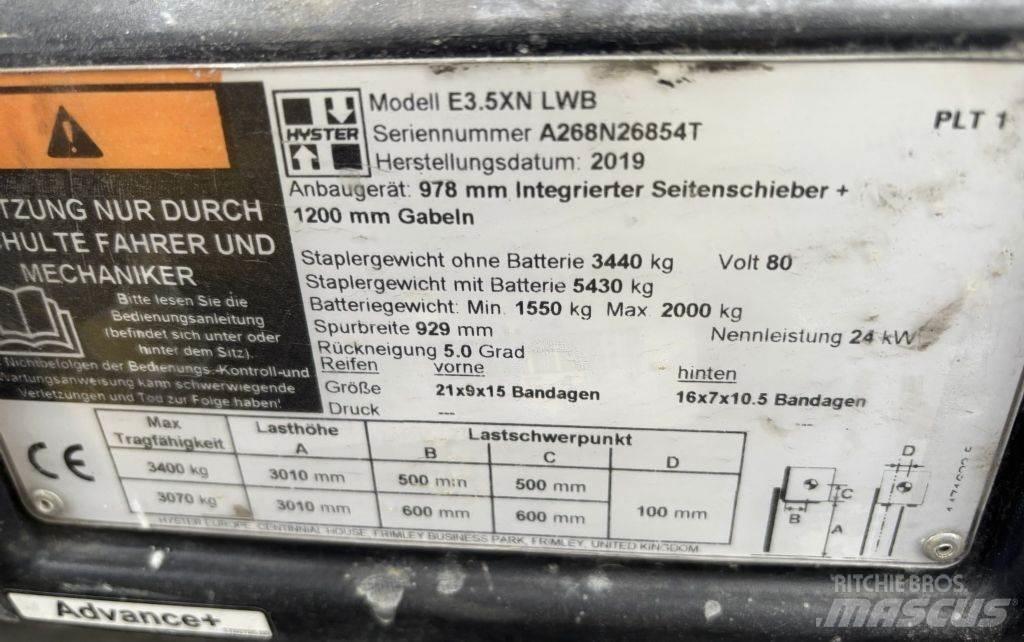 Hyster E 3.5 XN LWB Elektrikli forkliftler