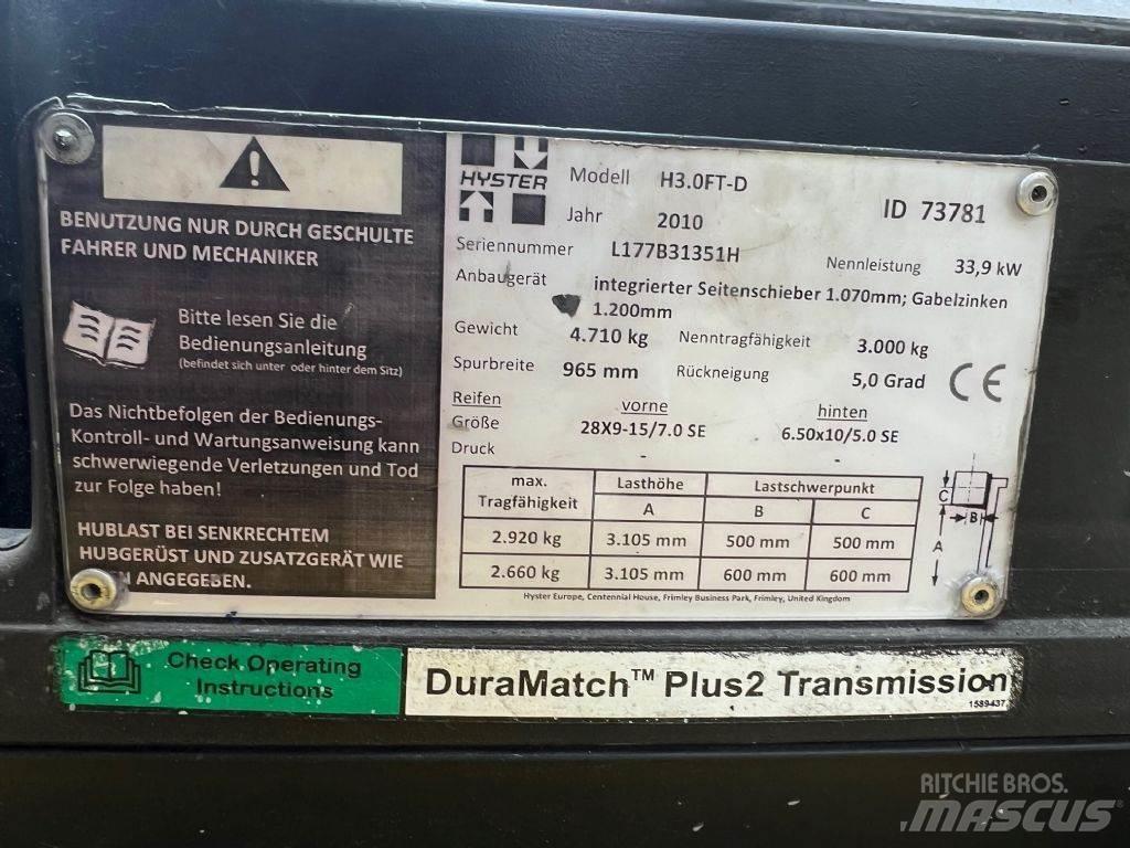 Hyster H 3.0 FT Dizel forkliftler