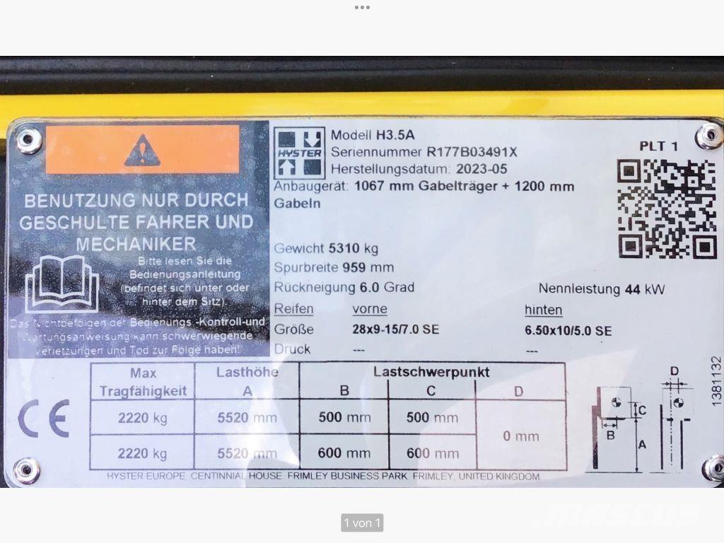 Hyster H 3.5 A Dizel forkliftler