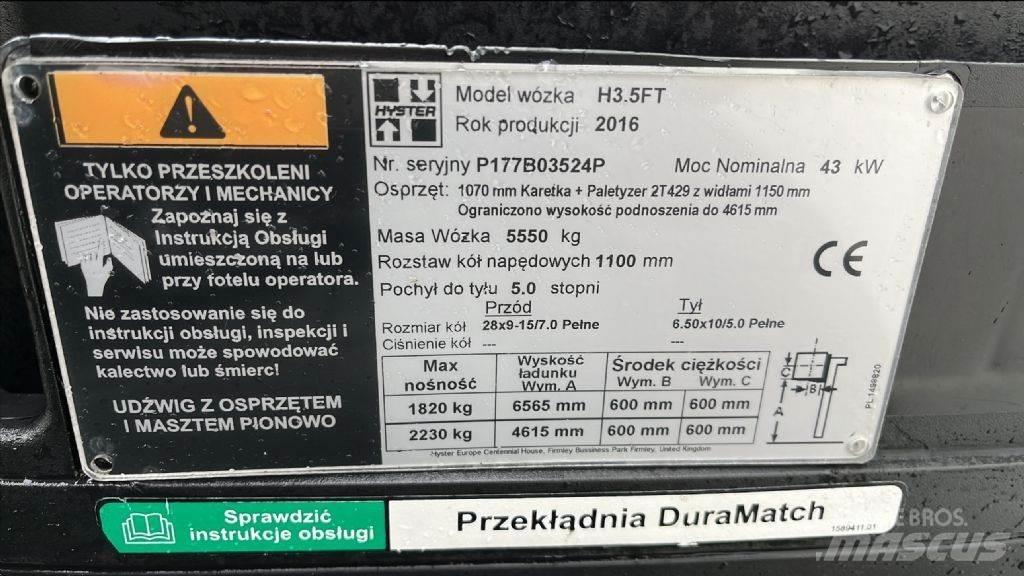 Hyster H 3.5 FT LPG'li forkliftler