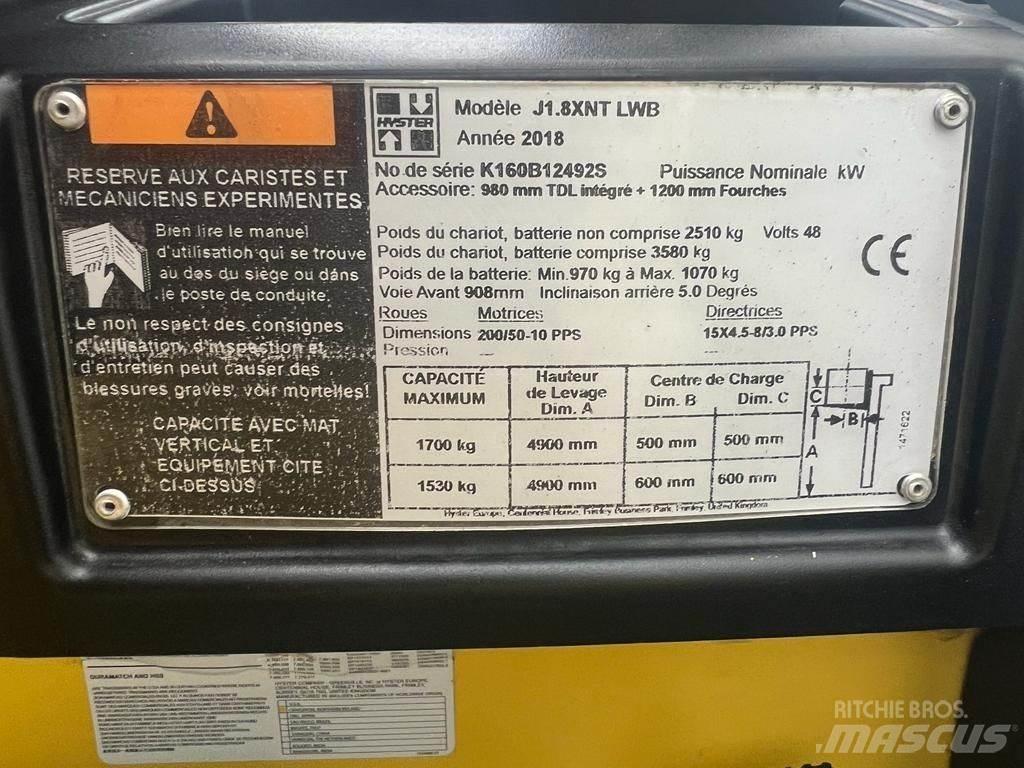 Hyster J 1.8 XNT Elektrikli forkliftler
