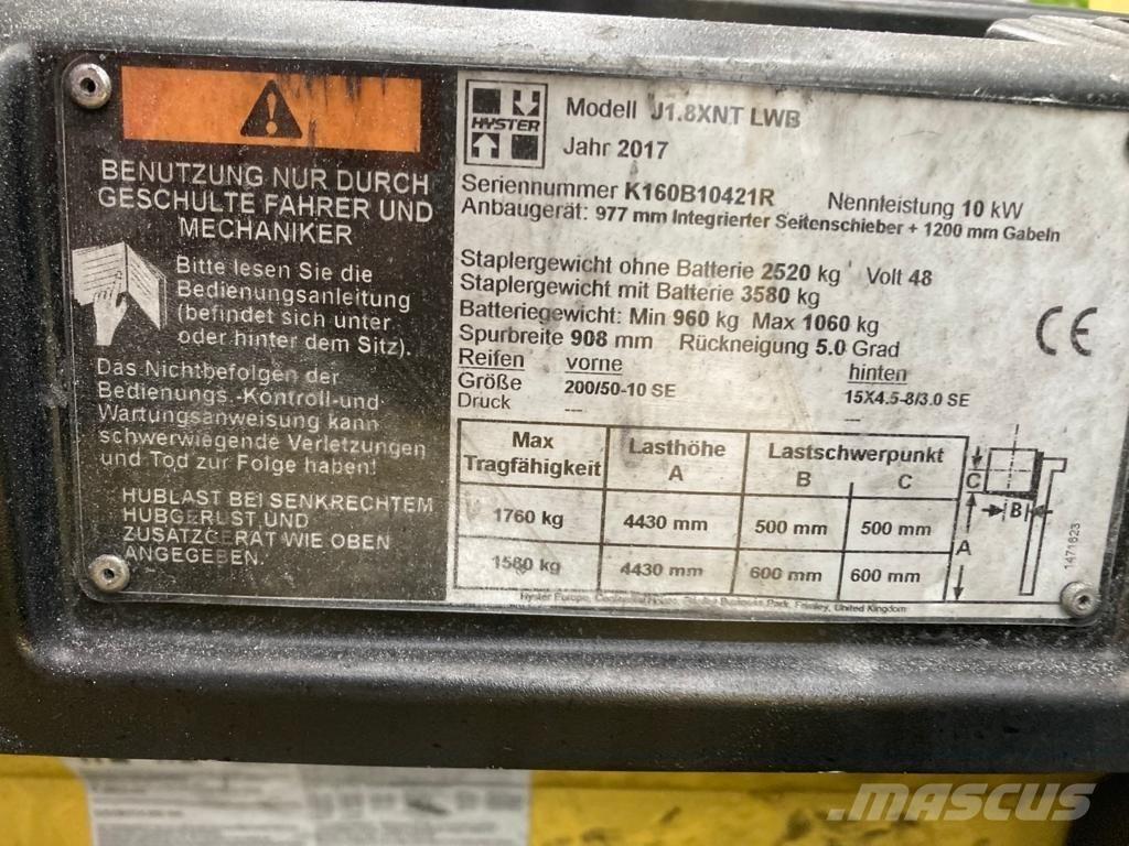Hyster J 1.80 XNT Elektrikli forkliftler