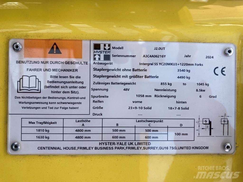 Hyster J 2.0 UT Elektrikli forkliftler