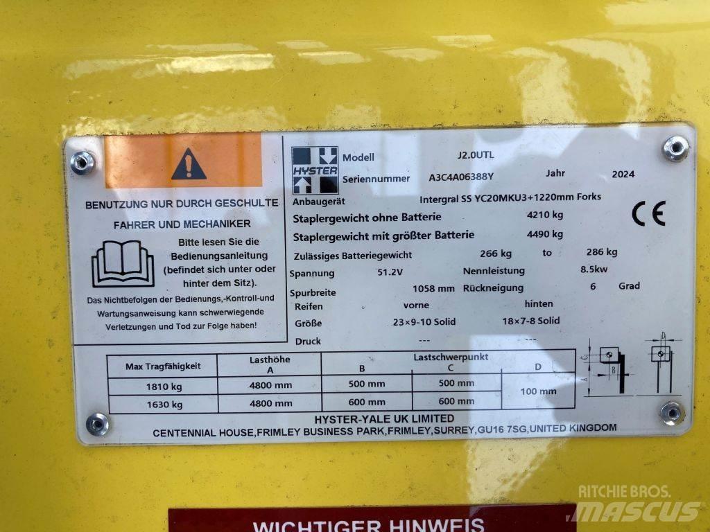 Hyster J 2.0 UTL Elektrikli forkliftler