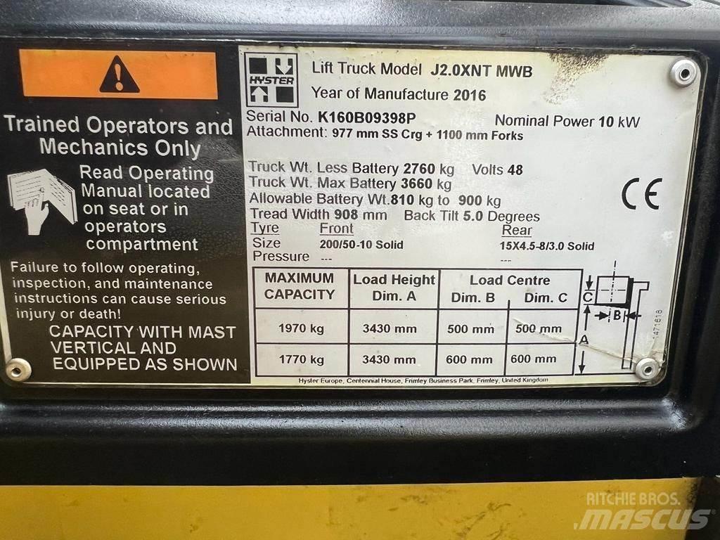 Hyster J 2.0 XNT Elektrikli forkliftler