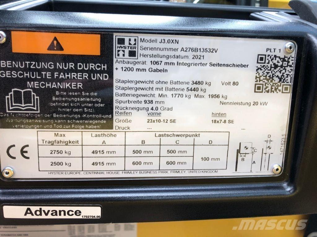 Hyster J 3.0 XN Elektrikli forkliftler