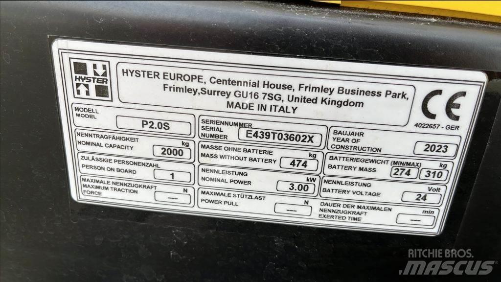 Hyster P 2.0 S Düsük seviye kaldirici