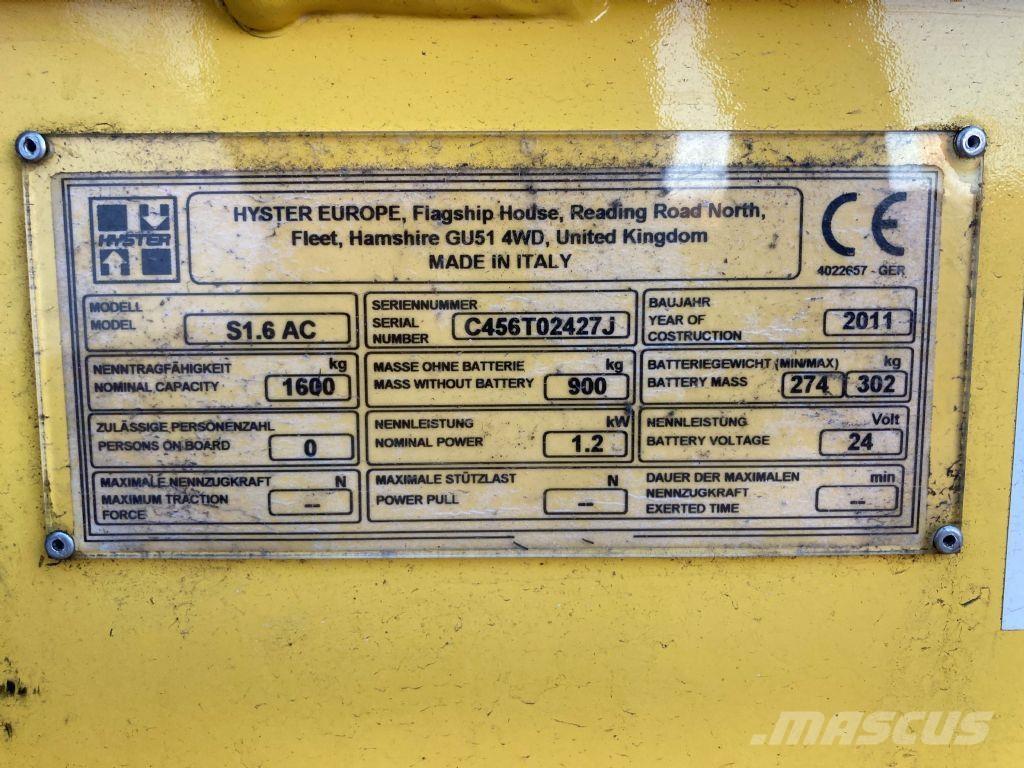 Hyster S 1.6 AC Yaya kumandali istif makinasi