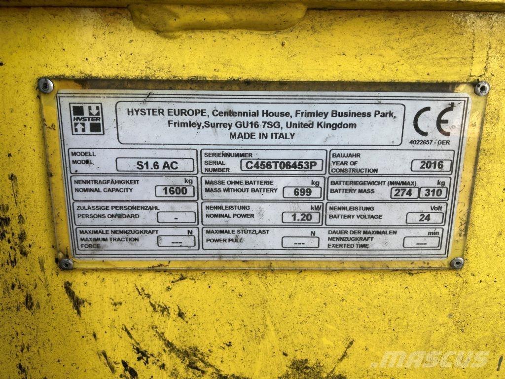 Hyster S 1.6 AC Yaya kumandali istif makinasi
