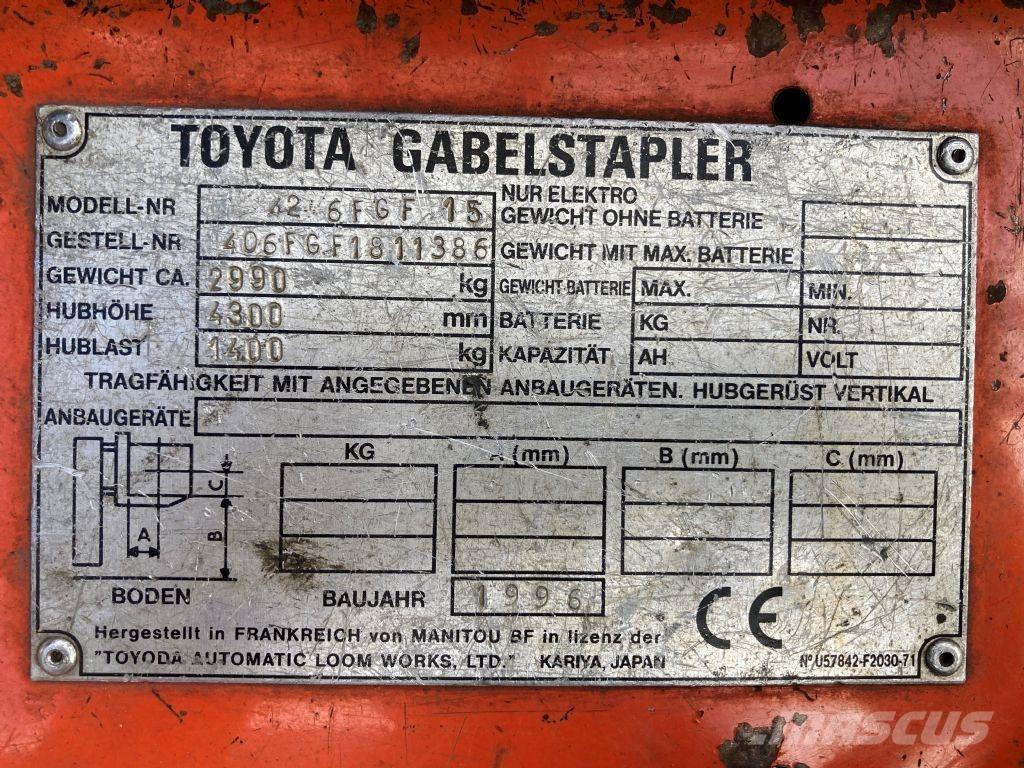 Toyota 42 6FGF 15 LPG'li forkliftler